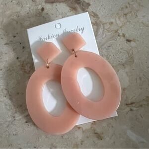 Pinky Nude Modern Geometric Statement Earrings